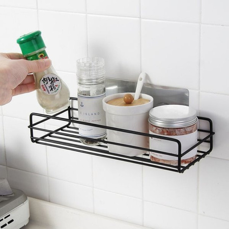 Półka łazienkowa do kabiny - czarna - Koszyk pod prysznic na żel szampon